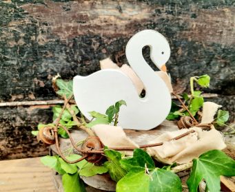 Painted Wooden Swan Decoration