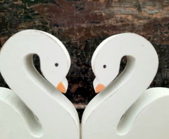 Painted Wooden Swan Decoration