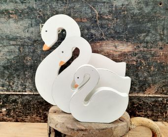 Painted Wooden Swan Decoration