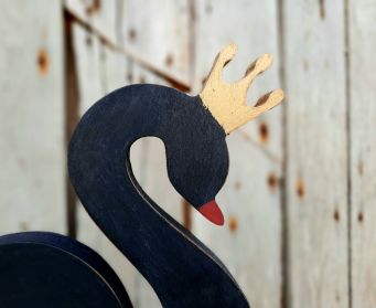 Painted Wooden Swan With Crown