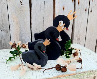 Painted Wooden Swan With Crown