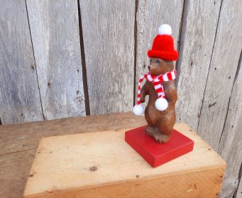 Little Resin Bear In A Christmas Hat