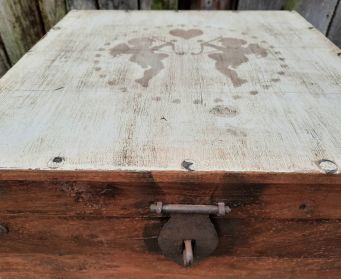 Large Wooden Box With Cherub Stencil