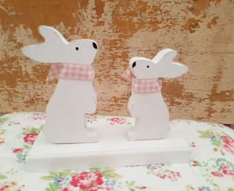 Parent And Child Handpainted Wooden Bunny Decoration