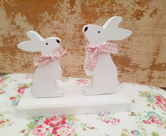Parent And Child Handpainted Wooden Bunny Decoration