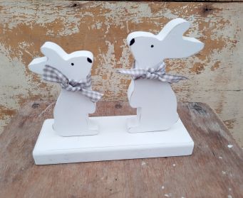 Parent And Child Handpainted Wooden Bunny Decoration