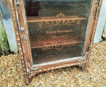 Vintage Wooden Cupboard With Stencilled Glass Door