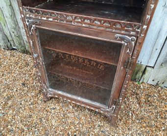 Vintage Wooden Cupboard With Stencilled Glass Door
