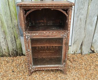Vintage Wooden Cupboard With Stencilled Glass Door