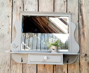 Painted Grey Mirror With Shelf