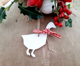Handpainted Hanging Christmas Goose Decoration 
