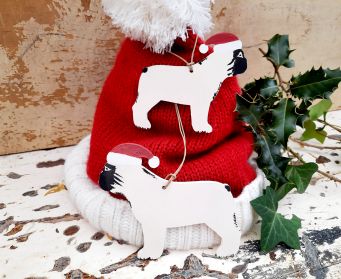 Hanging French Bulldog Christmas Decoration