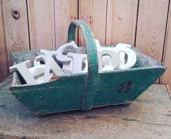 Handpainted Letters In A Rustic Trug