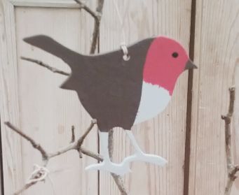 Painted Wooden Robins Handpainted By Us at Trunk Vintage 
