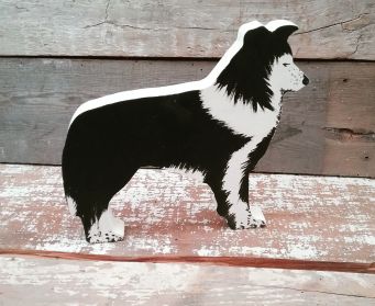 Hand Painted Wooden Collie Ornament