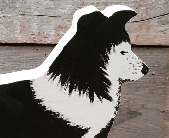 Hand Painted Wooden Collie Ornament