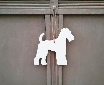 White Painted Hanging Terrier Decoration