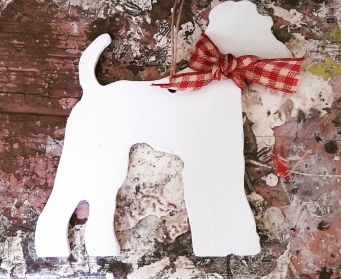 Hanging Terrier Decoration Painted With Farrow and Ball Wevet