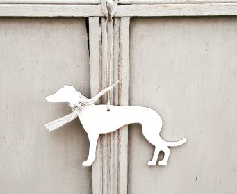Small Hanging Greyhound Painted With Farrow and Ball Skimming Stone