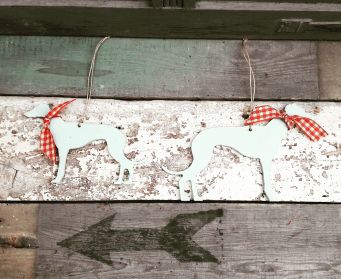 Small and Large Greyhounds Painted With Moonstone Grey