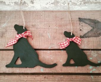 Large and Small Hanging Labradors Painted With Farrow and Ball Pitch Black 