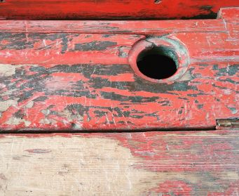 Vintage Red School Desk Inkwell 