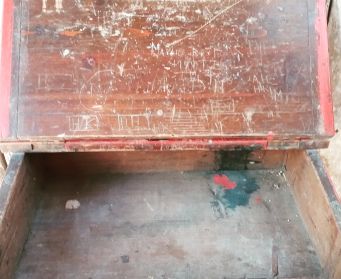 Vintage Red School Desk  Internal Detail