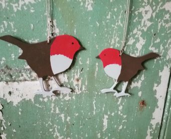 Hanging Handpainted Robin Christmas Decorations