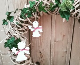 Christmas Wooden White Painted Angel Decorations