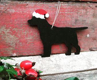Standing Hanging Labrador Decoration Painted With Farrow and Ball Pitch Black