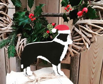Large Wooden Collie Christmas Decoration