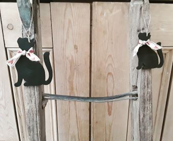 Hand Painted Hanging Wooden Cat Decoration