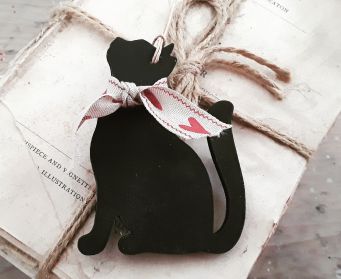 Hand Painted Hanging Wooden Cat Decoration