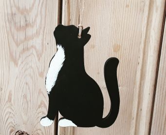 Hand Painted Hanging Wooden Cat Decoration