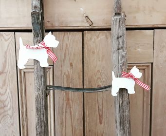 Hanging Wooden Scottie Dog Decoration