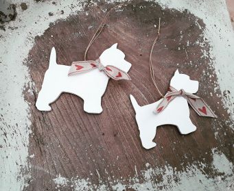 Hanging Wooden Scottie Dog Decoration