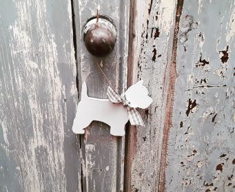 Hanging Wooden Scottie Dog Decoration