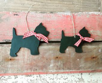 Hanging Wooden Scottie Dog Decoration