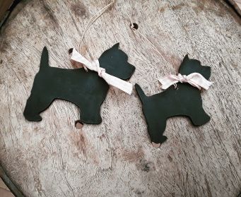 Hanging Wooden Scottie Dog Decoration