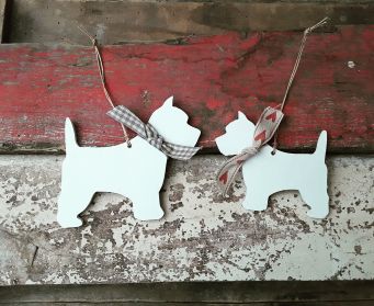 Hanging Wooden Scottie Dog Decoration