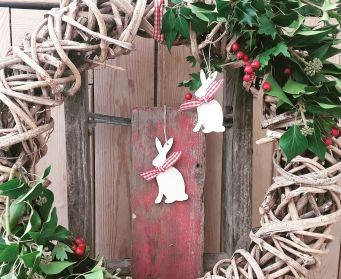Christmas Painted Wooden Hanging Hare Decorations