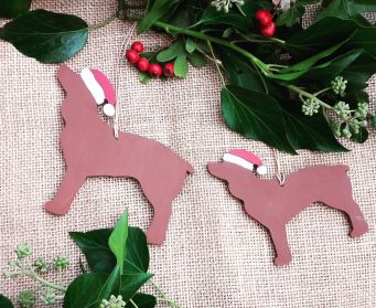 Christmas Handpainted Wooden Hanging Spaniel Decoration