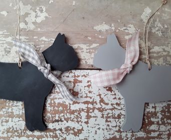Painted Wooden Hanging French Bulldog Decoration