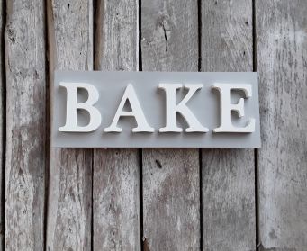 Painted Wooden BAKE Sign Paris Grey