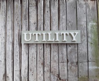 Painted UTILITY Sign French Gray and Old White