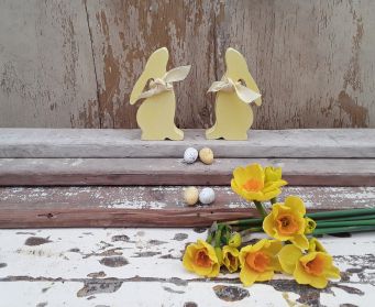 Moon Gazing Hare Decoration  Yellow Roses