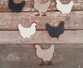 Painted Wooden Chicken Decoration 