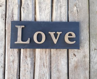 Painted Wooden Love Sign Oxford Navy and Antique Gold