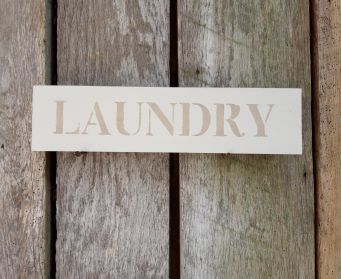 Painted LAUNDRY Sign Old White & Country Grey..distressed finish 