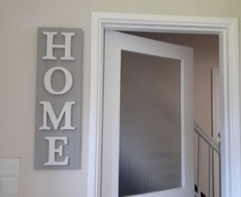 Vertical HOME Sign Paris Grey and Old White